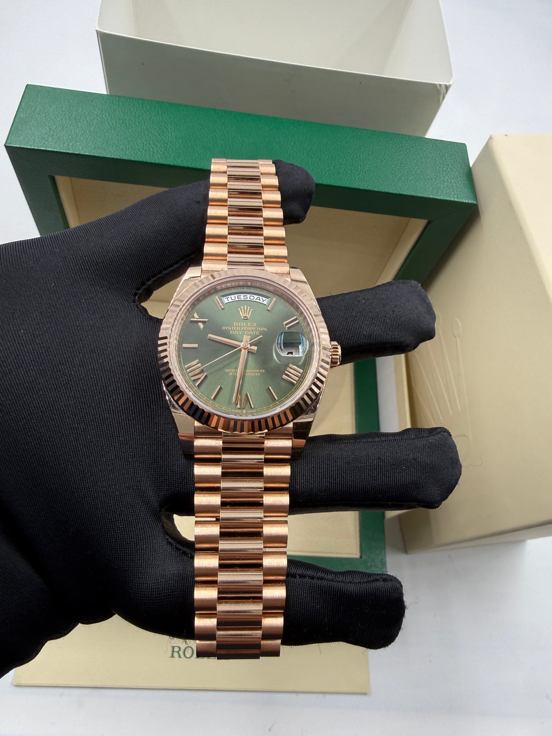 Rolex Day-Date 40 228235 “Olive” Dated 07-2024 True New