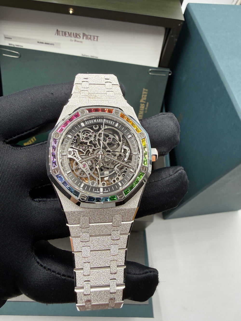 Audemars Piguet Royal Oak Double Balance Wheel Openworked 15412BC Dated 02-2025 “Rainbow” Openwork New Condition